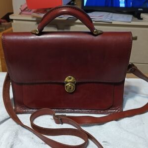Vintage Brown leather briefcase handbag, 1970'S